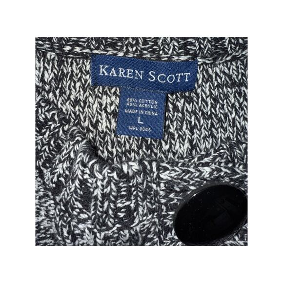 VINTAGE Karen Scott Sweater Black Blend Cardigan - Large - Picture 3 of 7